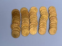 50 Stück 10 Franken Vreneli 1912 bis 1922