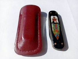 Vintage Sackmesser König Motiv & Leder-Etui - Souvenir INOX