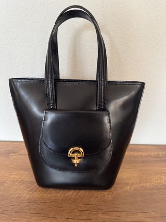 Céline sac à main en cuir noir vintage, Élégant et chic!