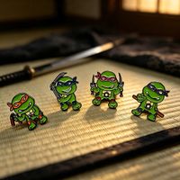 4 TMNT Ninja Turtles Enamel Pins Set New Condition