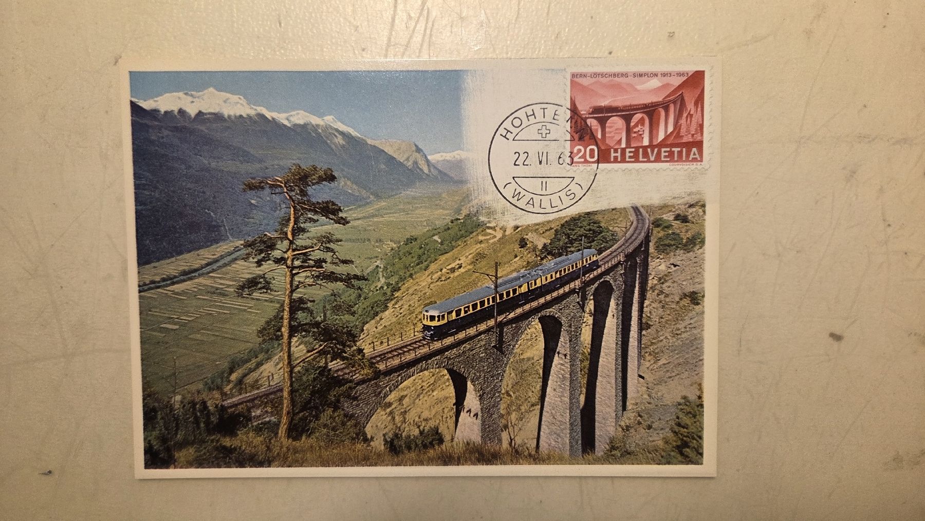 Alle Briefmarken: 1963 Maximumkarte 50 Jahre Lötschbergbahn – Gebraucht aus Arni AG von Moth68