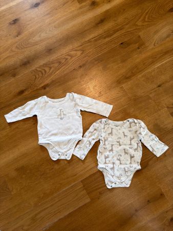 2er Set Baby Body langarm, Gr. 62, Manor, Bio, Giraffe