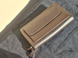 Handtasche Geldbörse mit Henkel für Herren Gross XXL Braun