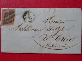 1855: 24B (24B1), Randstück auf Brief von BERN, Kat: 250.-