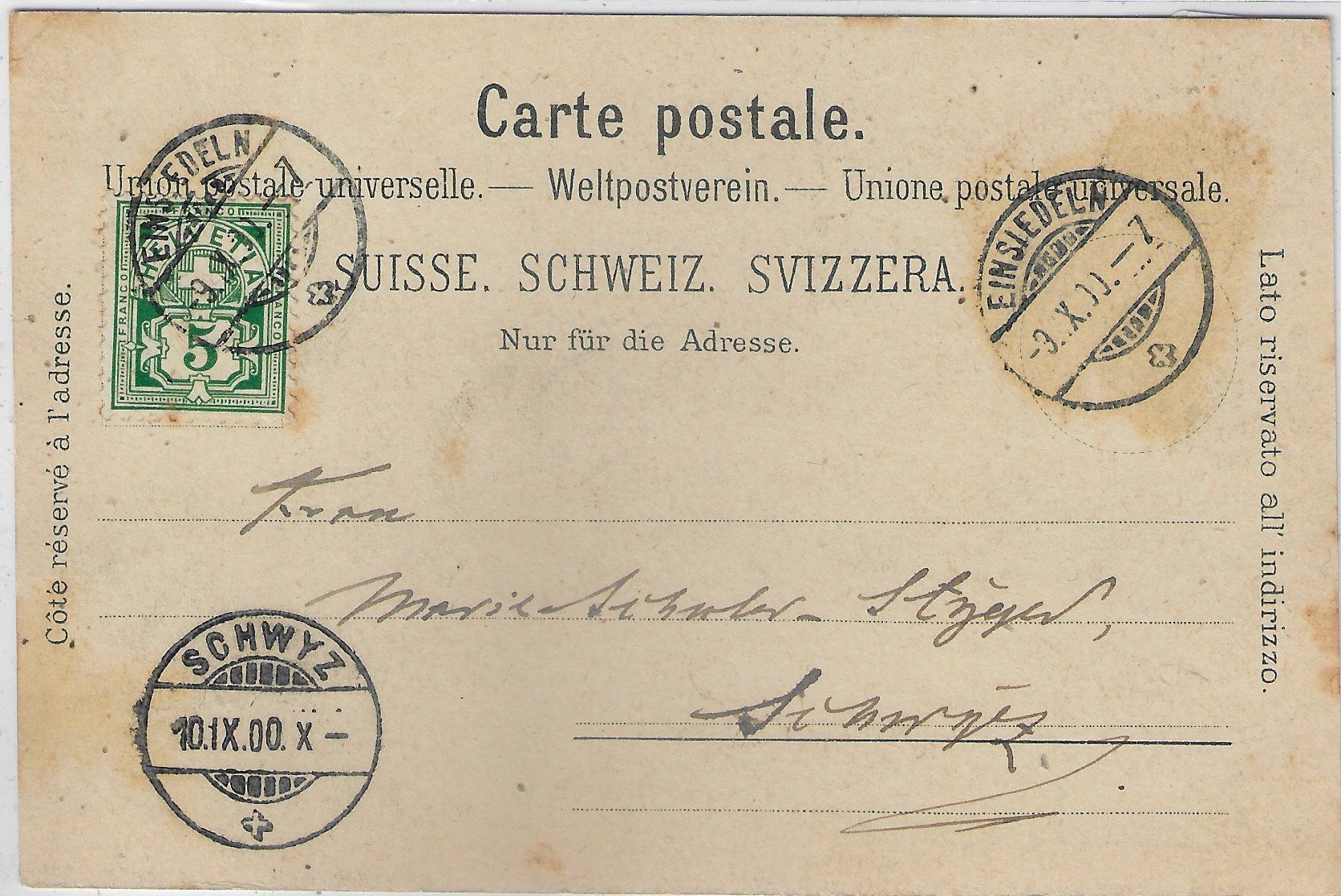 Cartoline postali: Schloss Rapperswil - Mondschein-Litho – Usato da Ettingen venduto da Kartenplanet 1