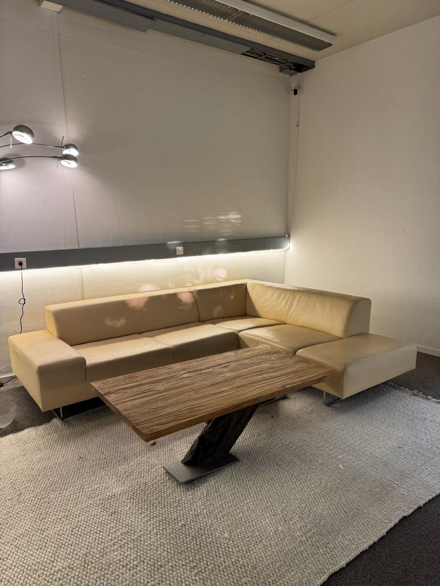 Sofas: Ecksofa aus echtem Stierleder, Khaki mustard – Gebraucht aus Fehraltorf von Sofalab.swiss 5