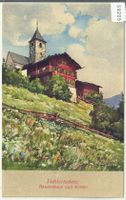 Tschiertschen - Bauernhaus und Kirche - Künstler-Litho