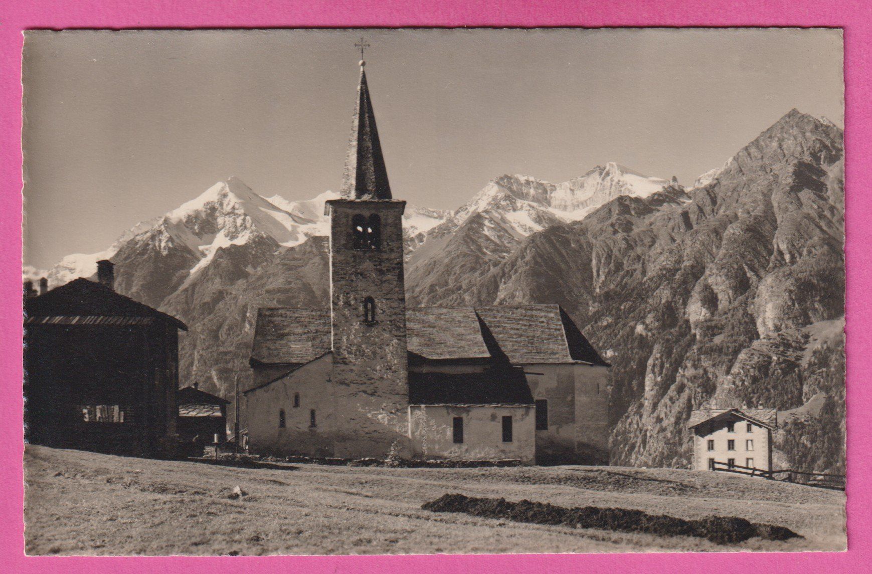 Cartoline postali: Kirche Grächen Brunegghorn - Barrhörner – Usato da Einsiedeln venduto da dillie