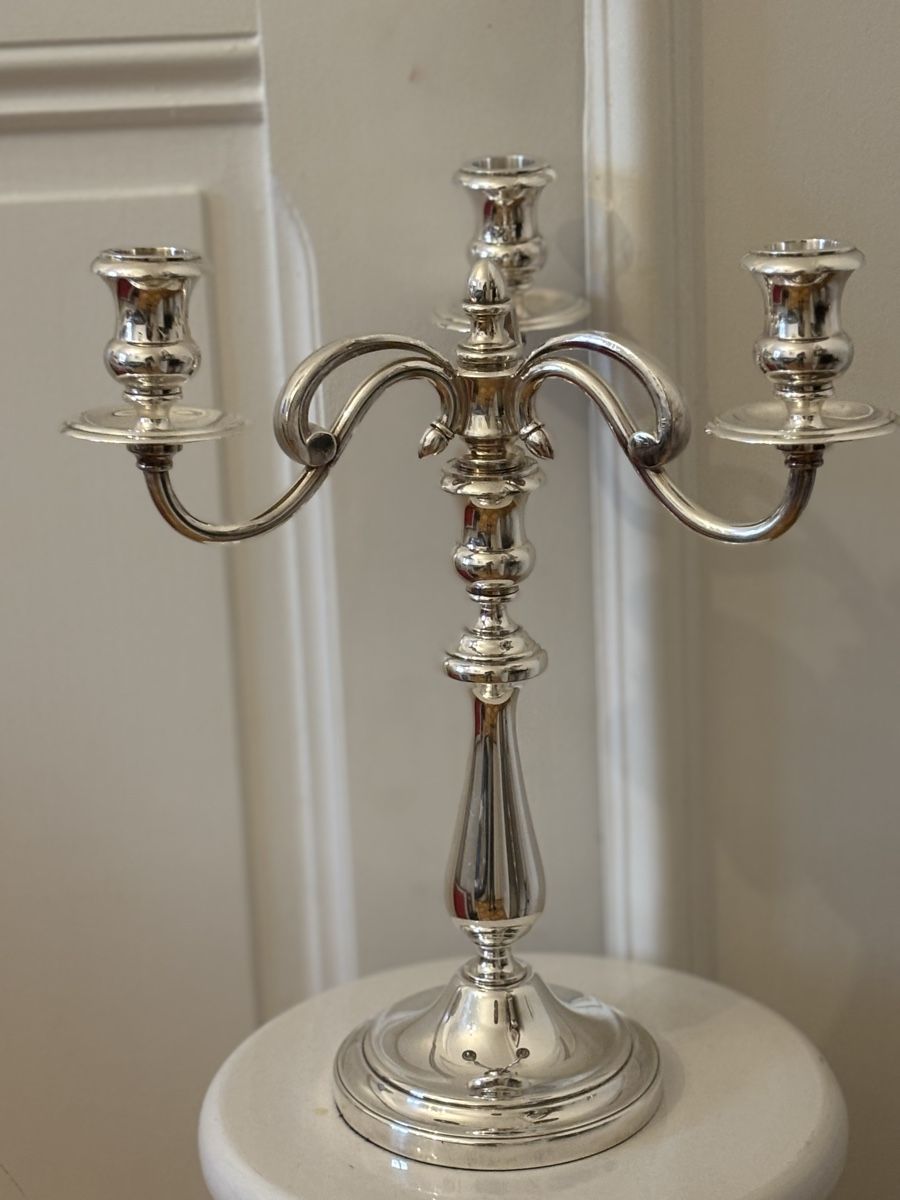 Christofle Portacandele: Christofle, chandelier à trois bras – Usato da Genève venduto da ati_tj8f