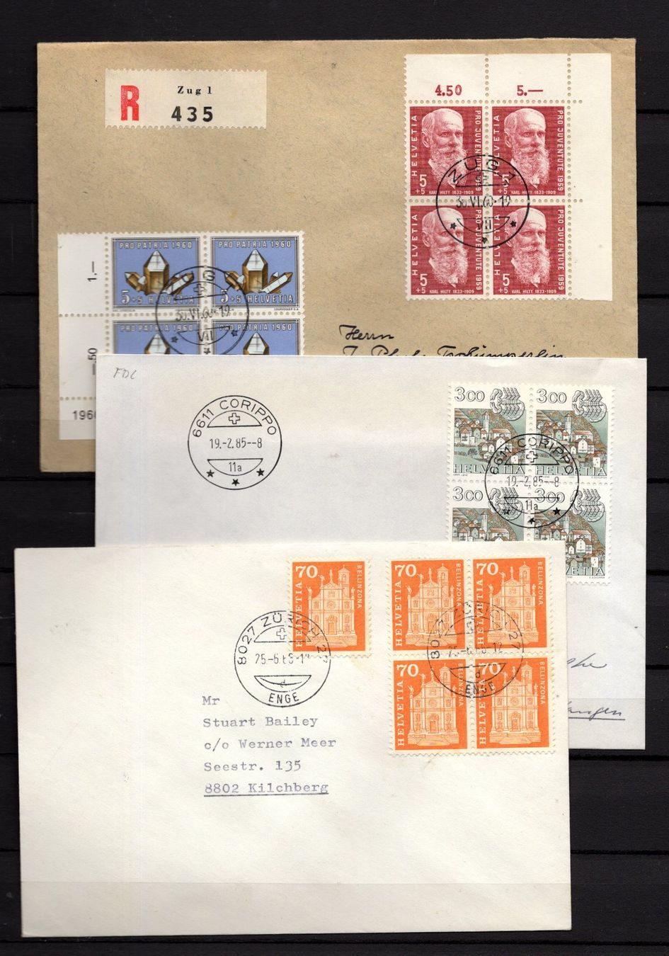 Tutti i francobolli: R1630  /  Blocs de 4 sur + de 100 lettres – Usato da Ste-Croix venduto da MONT-TAGNAC 1