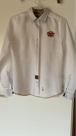 Chemise lin H 1956, taille S, Broderie Indian Summer