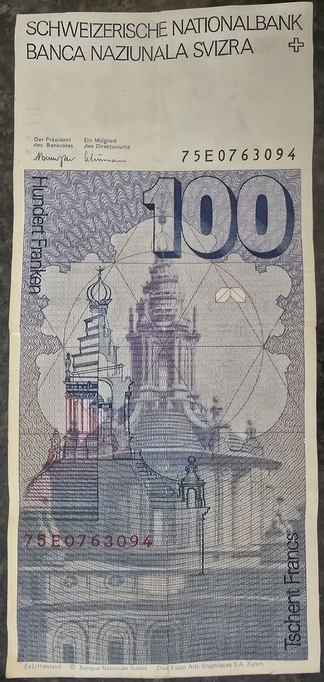 Sammlerstück: Alte 100 CHF Note, Schweizer Nationalbank. Top (Gebraucht ...