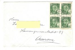 Ganzsache Brief Briefmarke Pro Juventute Aarau Viererblock
