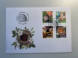 FDC 2022 aus 4er Block mit Haftpunkten