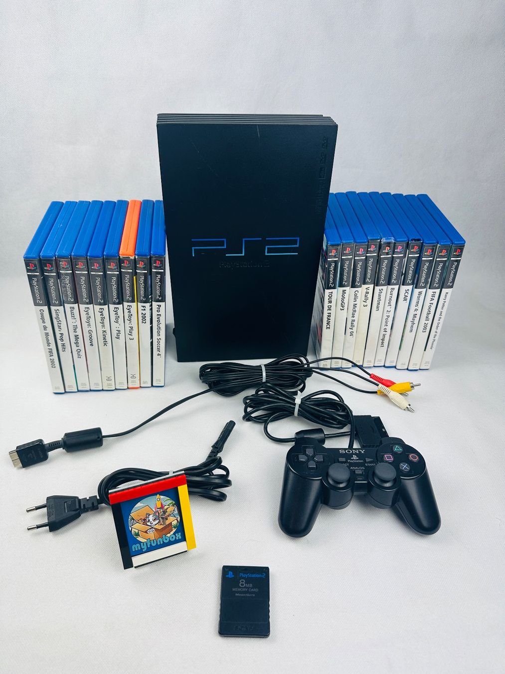 Sony Konsolen: PS2 Konsole FAT Kabel + Controller + Memory Card + 19 Spiele – Gebraucht aus Kappel SO von MyFunBox