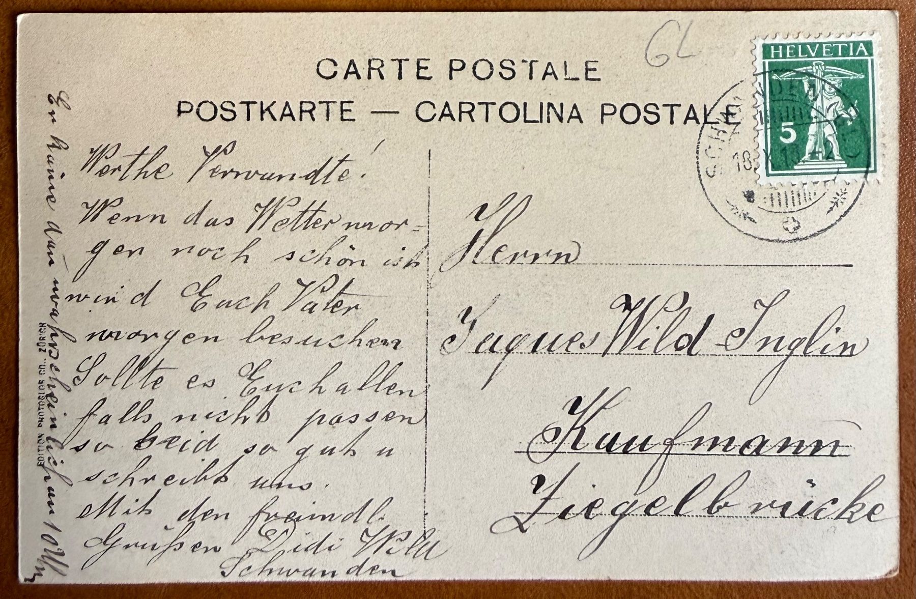 Cartoline postali: Braunwald ob Linthal Kirche 1913 – Usato da Lutry venduto da Ediego 1