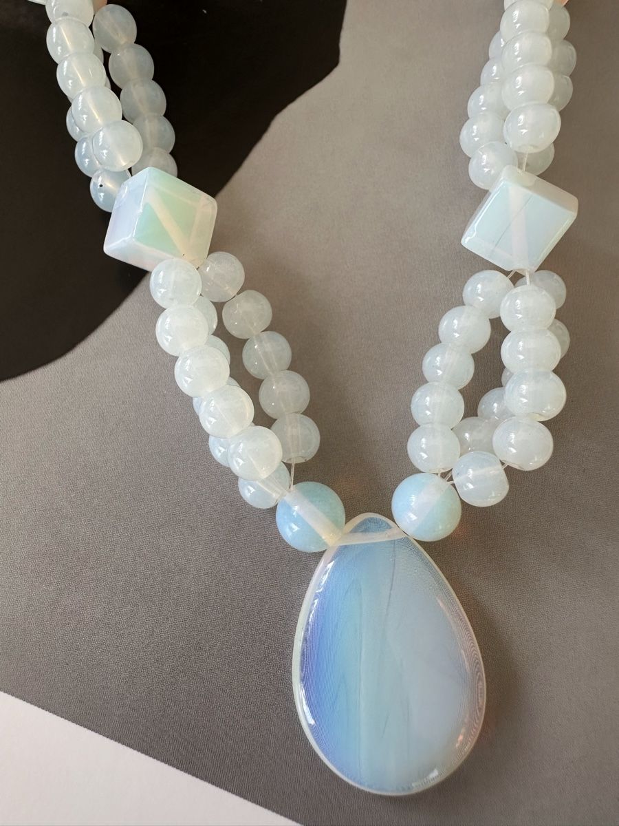 Catenine: Vintage trendige Opalith Glas Halskette Collier – Usato da Zollikon venduto da pan_8jtm 2