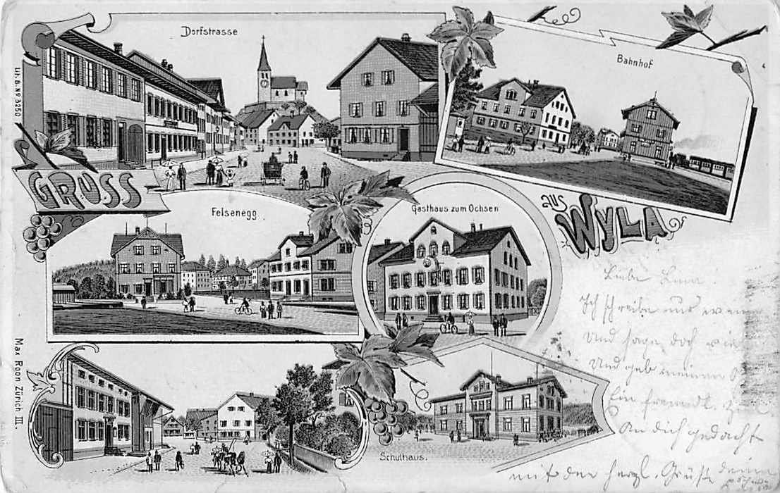 Cartoline postali: 4 alte Ansichtskarten WYLA ZH inkl. Litho & Leporello – Usato da Lufingen venduto da TopAnsichtskarten