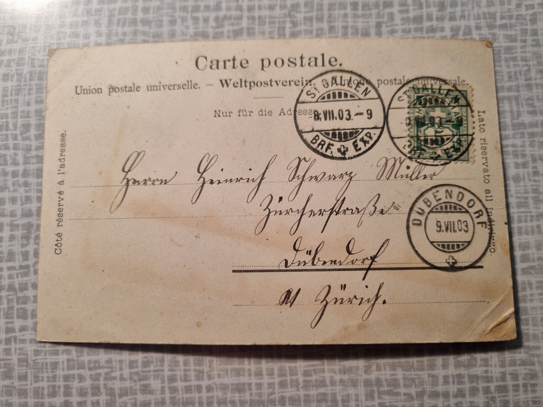 Ansichtskarten: Ansichtskarte St. Gallen Hechtplatz 1903 – Gebraucht aus Trachslau von pos_8htb 1