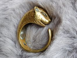 Vintage origineller Messing Bären Ring Grösse 49