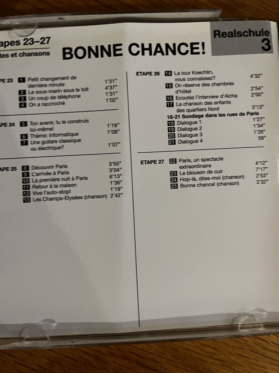 CDs: Bonne Chance CD 3 Textes et Chansons / Realschule – Gebraucht aus Ipsach von  3