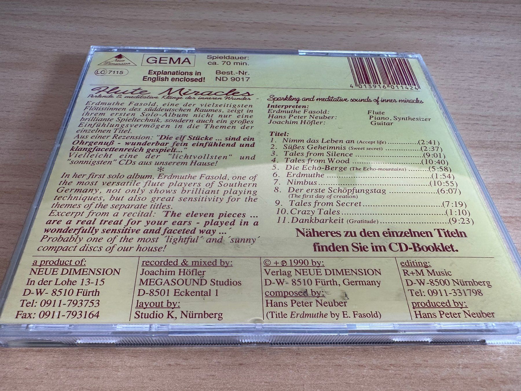 CD: Erdmuthe Fasold & Hans Peter Neuber - Flute Miracles – Usato da Rikon im Tösstal venduto da Alpenmutz 1