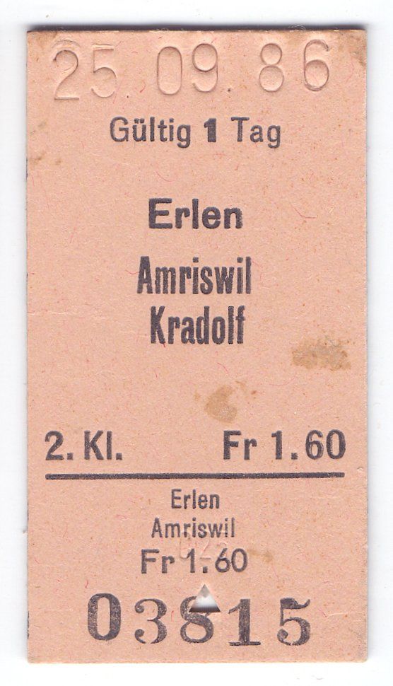 Biglietti: Billette Erlen - Amriswil - Kradolf – Usato da Langenthal venduto da Sammlungs_aus