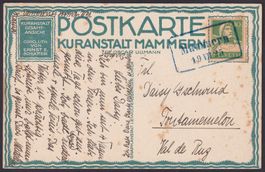 MAMMERN blauer Kastenstempel 1925, Kuranstalt Mammern TG
