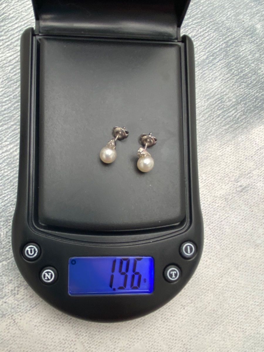 Orecchini pendenti & Orecchini a lobo: Echt-Perlen-Ohrstecker mit Diamanten, 18 K WG – Usato da Wettingen venduto da taloo 1