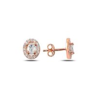 Ohrstecker oval Zirkonia roségold 925 Silber Klassiker 6x8mm