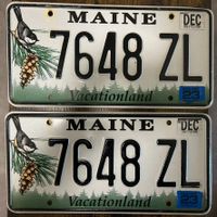 🇺🇸 2x Paar U.S. Autoschild, Maine 7648 ZL - ORIGINAL
