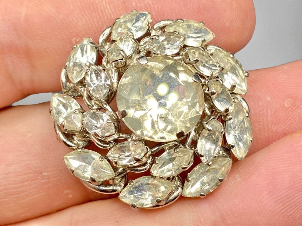 Broche Flocon De Neige Obsidiane Parisienne - 45mm, Strass, Argent/clair, Métal Et Verre
