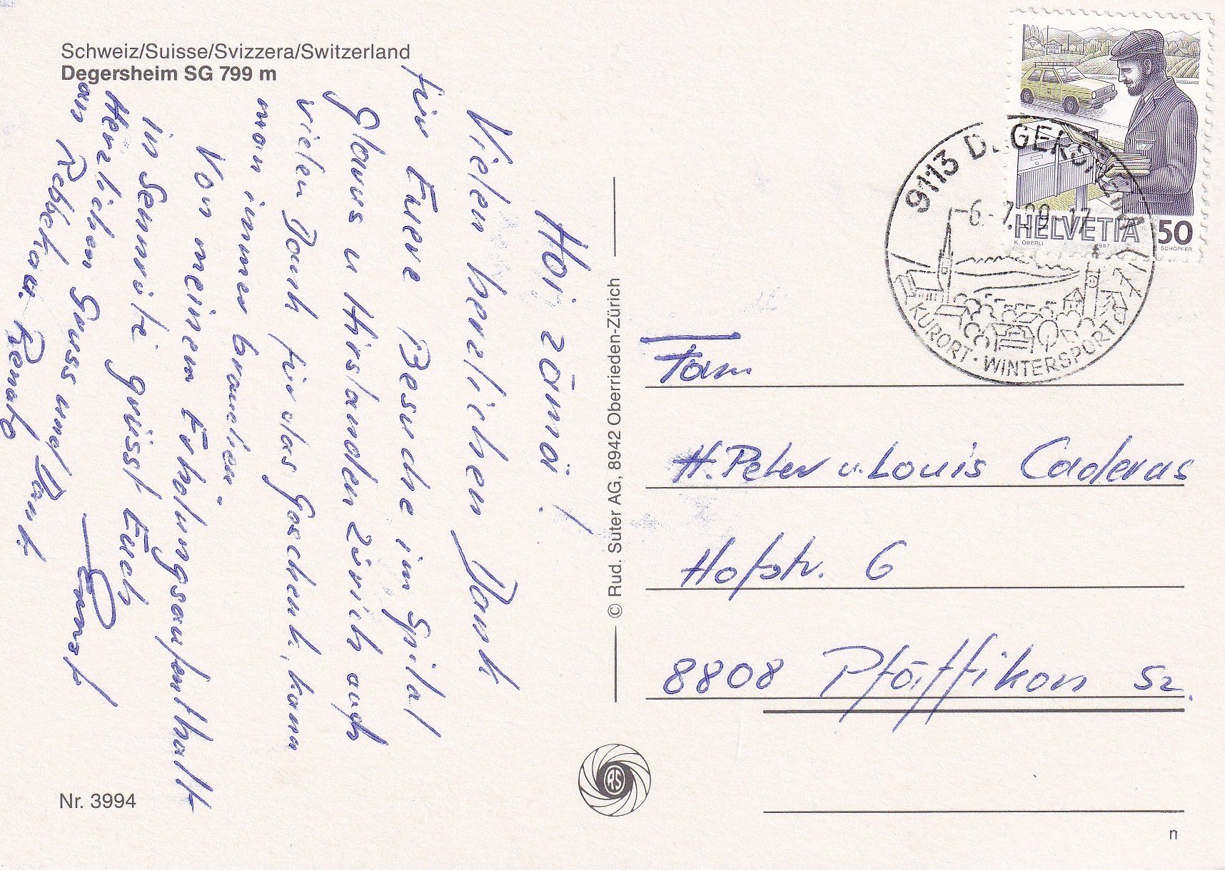 Cartoline postali: Gruss aus Degersheim /ay – Usato da Hombrechtikon venduto da Rudolf07 1