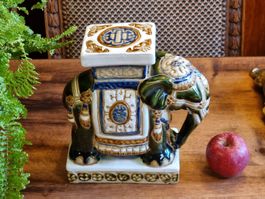 Vintage Keramik Elefant Pflanzenständer Chinoiserie 22 cm