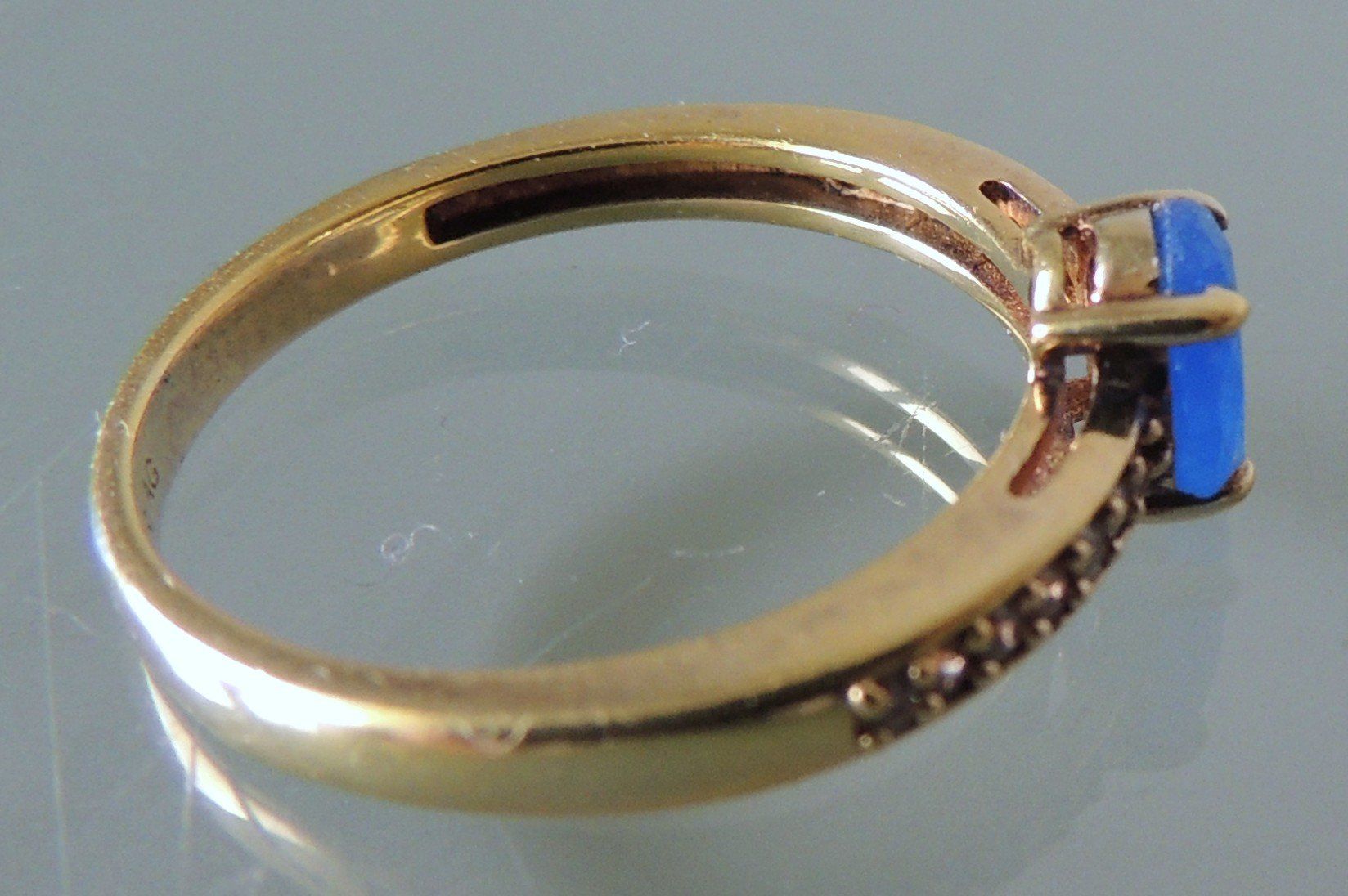 Ringe: Vergoldeter Silber 925 Fingerring blauer Quarz  Gr. 56 – Gebraucht aus Waldenburg von schaller707 2