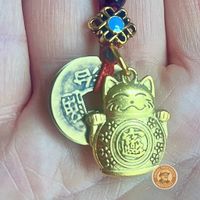 Katze Schlüsselanhänger Talisman Glücksbringer Münze China