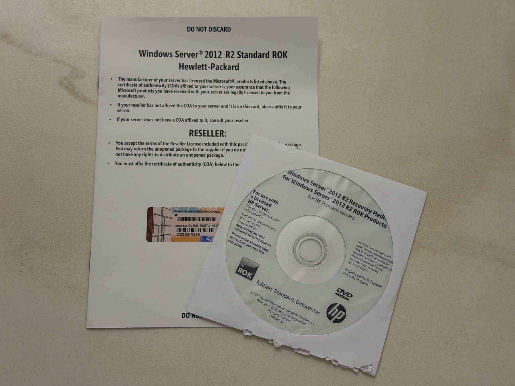Microsoft Software: Windows Server 2012 R2 Standard Hewlett Packard ROK – Gebraucht aus Glarus von walkerit