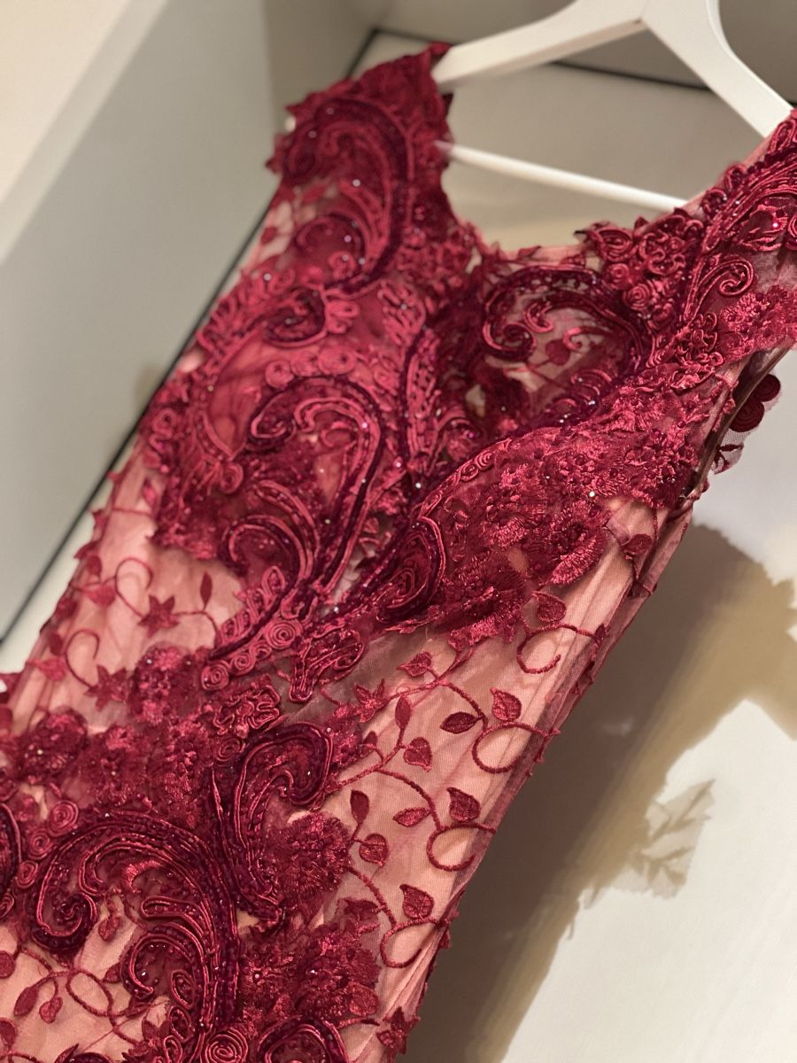 Vestiti: dunkelrotes Spitzenkleid Abendkleid – Usato da Spreitenbach venduto da limi223 1