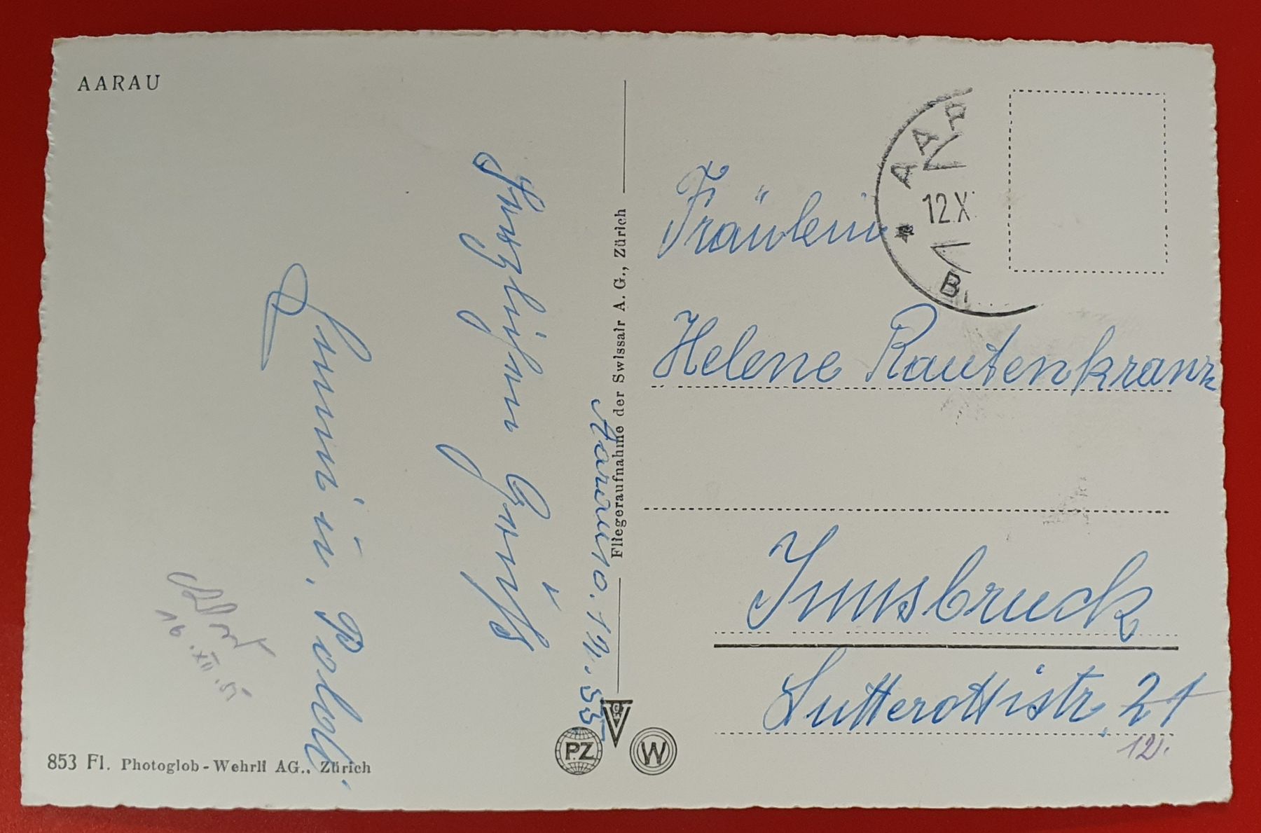 Ansichtskarten: Aarau 1955 - Flugaufnahme – Gebraucht aus Kreuzlingen von Rschweiz1 1