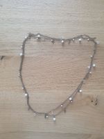 Doppellagige Kette Perlen Blätter Vintage Look