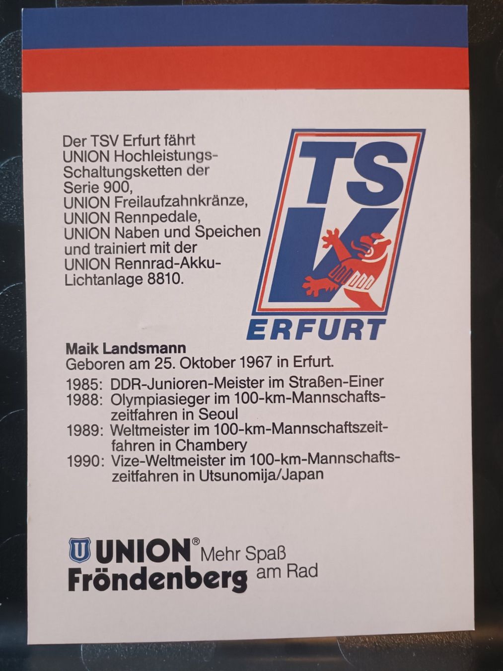 Autogramme: Maik Landsmann - Radsport - Handsigniert – Gebraucht aus Menziken von Artographs 1