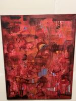 Rotes Abstraktes Gemälde, signiert '87, Kunst für Zuhause!