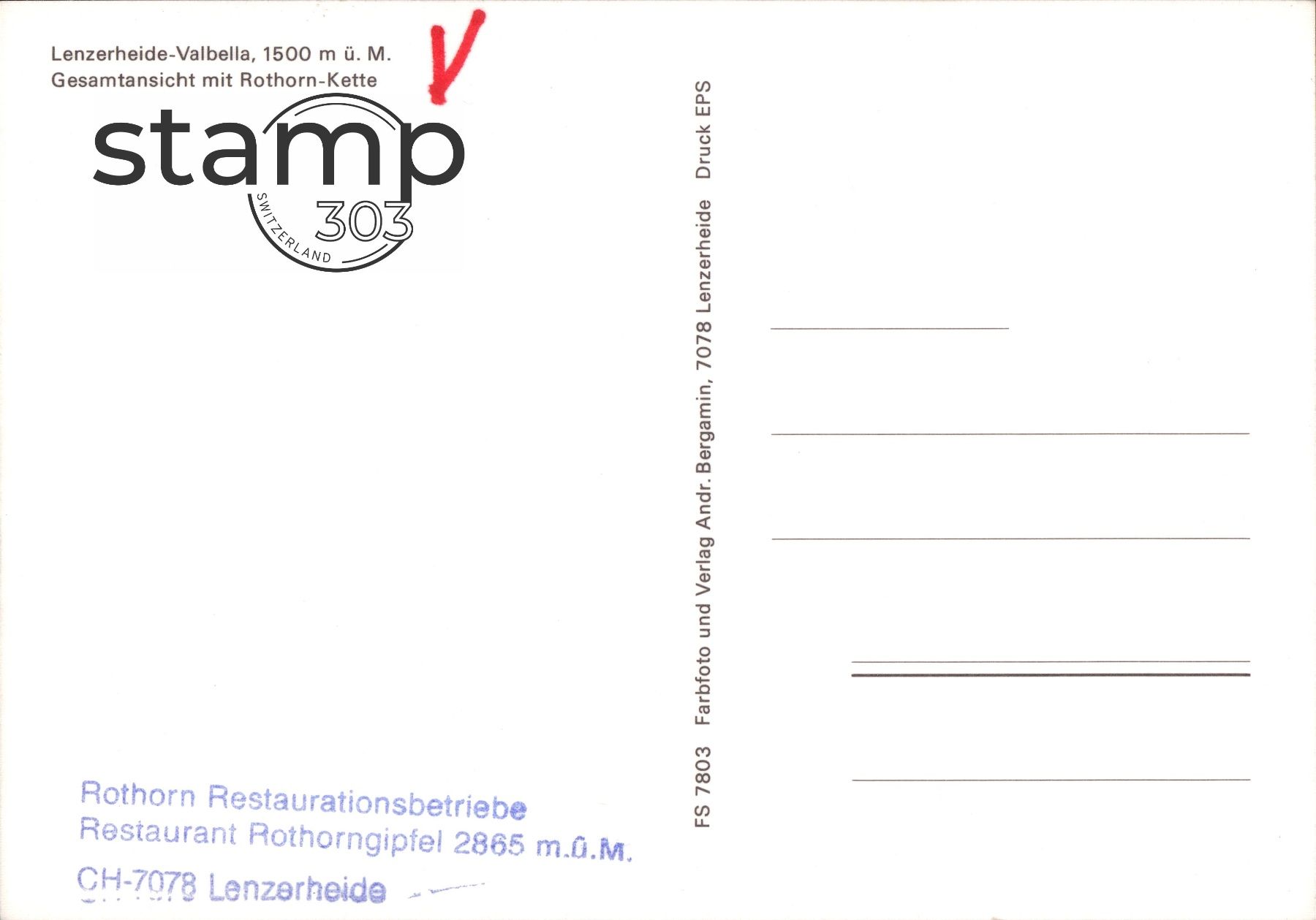 Cartoline postali: AK Lenzerheide-Valbella mit Rothornkette – Usato da Eggersriet venduto da stamp303 1