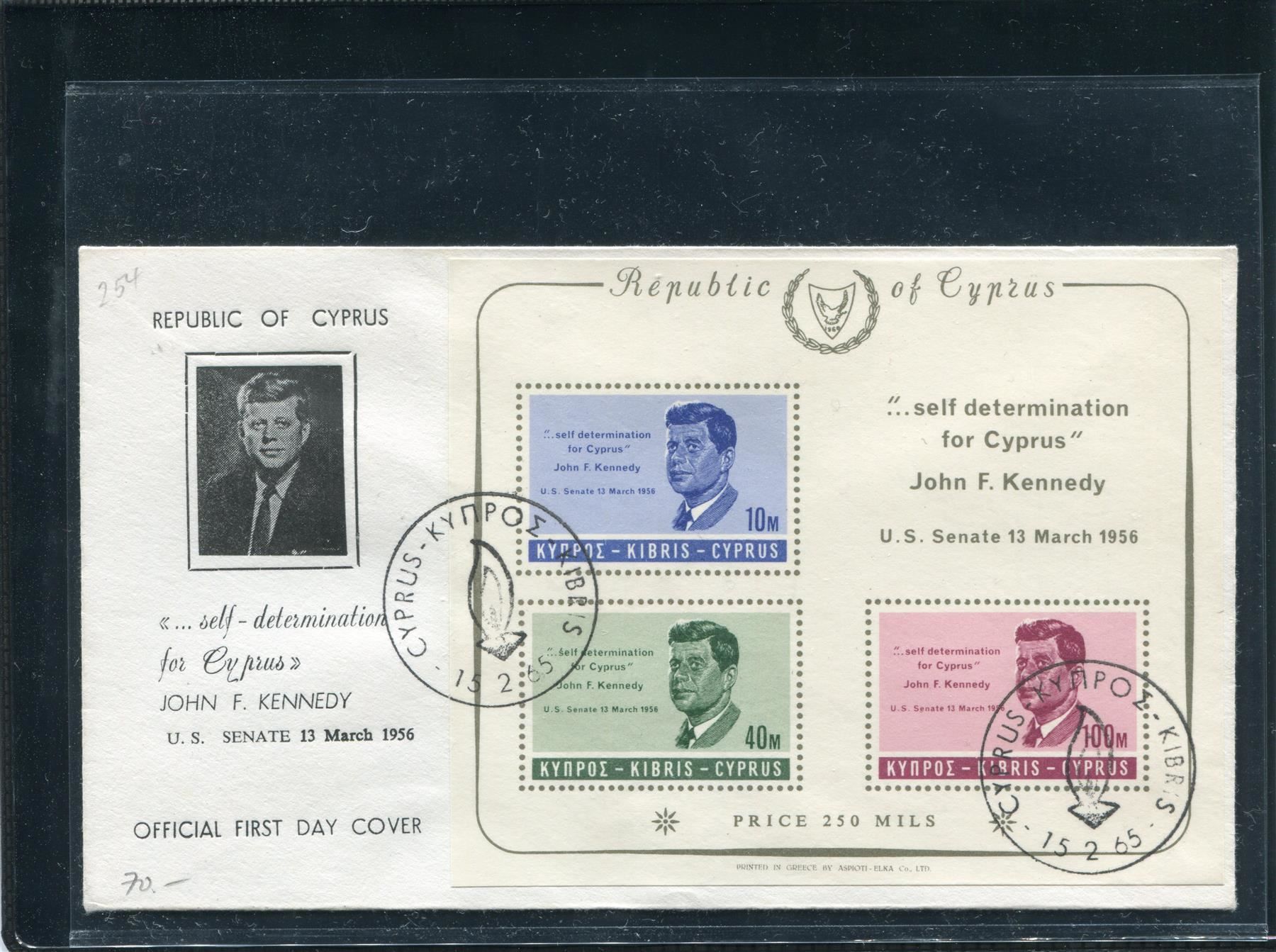 Tous les timbres: Zypern, FDC von 1965 J.F. Kennedy Block – D'occasion à Winterthur par Kyoung