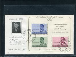 Zypern, FDC von 1965 J.F. Kennedy Block