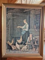 Albert Anker "Mädchen füttert Hühner"
