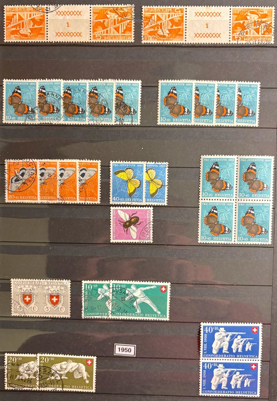 Tutti i francobolli: Timbres suisses 1950 Papillons – Usato da Lausanne venduto da Cabessa