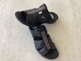 Damen Bama Pantoletten Schwarz mit Strass Grösse 36 / NEU