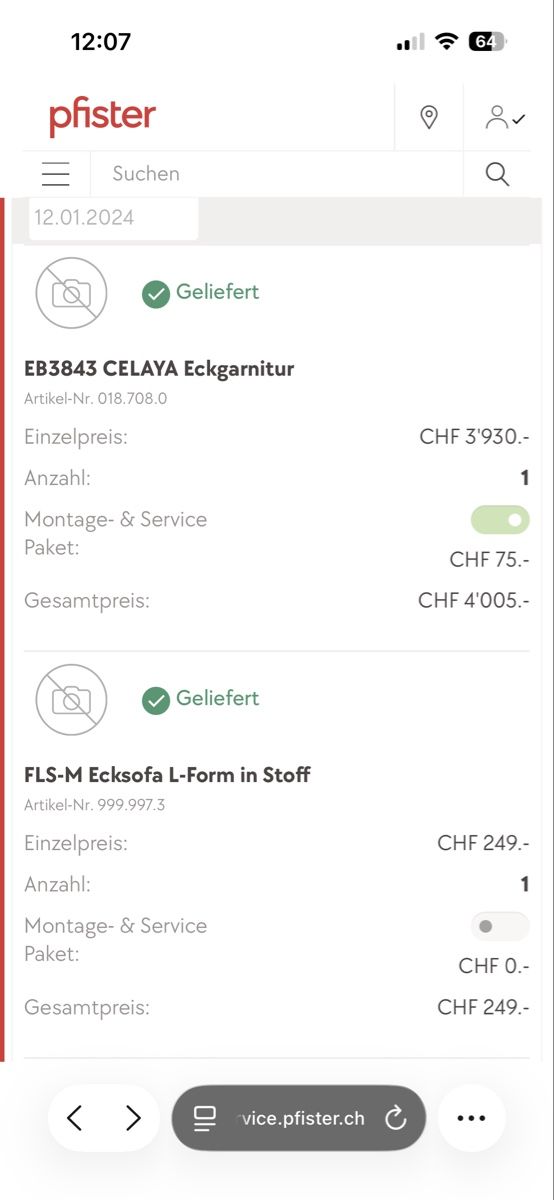 Pfister Divani: Ecksofa Pfister neuwertig – Usato da Cham venduto da Sreten85 1