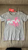 Neues Puma T-Shirt, Graues Shirt mit Logo, Grösse 140